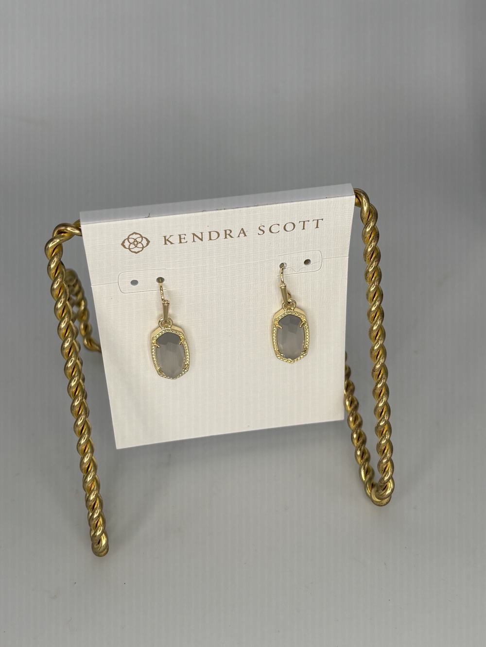 Kendra Scott Lee Drop Earrings - 14k Gold Plated in Slate Cat’s Eye